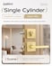 Leydebong 1 Pack Gold Door Handle Set with Single Cylinder Deadbolt Entry Door Locksets with Deadbolt Modern Contemporary Square Design in Zinc Alloy
