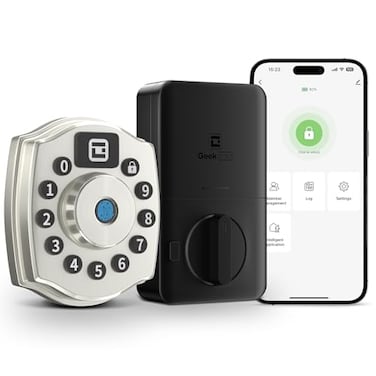 Geek Smart Fingerprint Deadbolt Lock with Keypad Smart Deadbolt with Code Electronic Door Locks for Front Door Keyless Entry Door Lock App Control for Hotel Homestay Airbnb