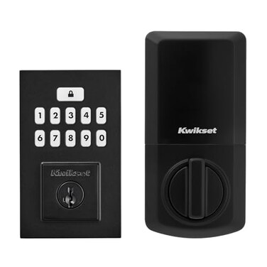 Kwikset SmartCode 260 Keyless Entry Electronic Keypad Deadbolt Door Lock with AutoLock Custom User Codes Advanced Security in Matte Black Contemporary