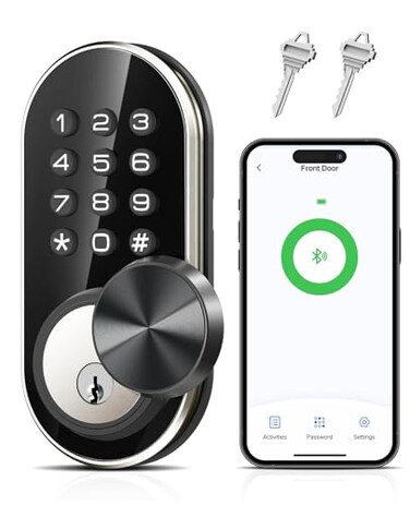 TEEHO TE341 Smart Keyless Entry Door Lock with App Control Digital Keypad Bluetooth Electronic Deadbolt with Auto Lock Easy Installation Silver