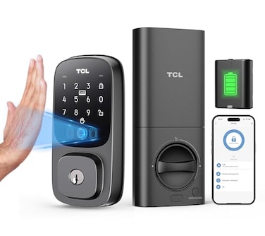 TCL D1 Pro Palm Vein Smart Lock Keyless Entry Door Lock Upgraded Rechargeable Battery Front Door Smart deadboalt App Remote Control AutoLock Waterproof Works with Alexa