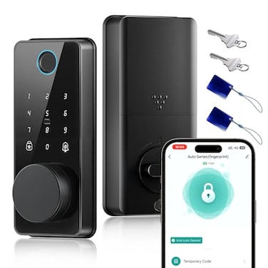 biquole Keyless Entry Door Lock Biquole Smart Lock with App Control Fingerprint Door Lock Electronic Keypad Deadbolt Auto One Touch Lock Digital Smart Door Locks Easy Installation IP54 Waterproof