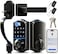 Veise VE017H Fingerprint Smart Front Door Lock Set App Control 8in1 Keyless Entry Deadbolt with Zinc Alloy Handles Emergency Power Port Touchscreen Keypad Auto Lock Easy Install Matte Black