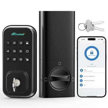 Zylenor Keyless Entry Door Lock Smart Lock for Front Door with Digital Keypad Builtin WiFi Deadbolt App Remote Control with Easy Installation Upgraded Battery Life