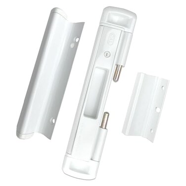 CAL DOUBLE-BOLT LOCK CAL DoubleBolt Lock for Glass Sliding Doors Advanced Technology to Keep Your Family Safe and Secure High Security Lock Virtually Burglar Proof Double Bolt Lock Premium Handle Whit
