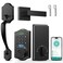 POWIFY Keyless Entry Door Lock with HandleFingerprint Smart Front Door Lock SetAPP Control Electronic Keypad Deadbolt with Lever Handle AntiPeeping Auto Lock Easy Install Black