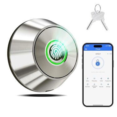 EUERTE Fingerprint Keyless Entry Door Lock Smart Deadbolt with App Control 10Month Battery Life Easy Installation Deadbolt Alternative IP66 Waterproof Includes 2 Backup Keys