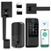 Miuedo WiFi Front Door Lock Sets with Handle Fingerprint Keyless Entry and Smart Keypad with Lever Handles Electronic ScreenWiFi Gateway APP Control AutoLock Voice Control