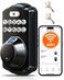 Veise VE012W Builtin WiFi Fingerprint Smart Lock App Remote Control Compatible with Alexa Google Assistant Keyless Entry for Front Door Digital Keypad Deadbolt Auto Lock Matte Black