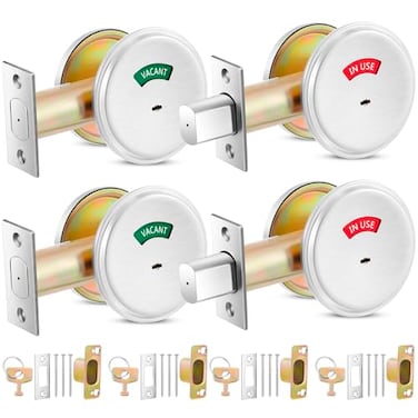 Tandefio 4 Pcs Vacant Occupied Bathroom Lock in Use Deadbolt with Occupancy Indicator 304 Stainless Steel Fit Door Thickness 1 38 to 2 Not Adjustable for Restaurants Hotels Offices Silver