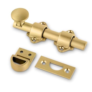 Mega Handles Dutch Door Bolt 4 Inch Heavy Duty Slide Bolt Latch Easy to Install Slide Latch for Dutch Doors Suitable Slide Bolt for Toy Boxes Cabinets Pantry Doors and More Satin Brass