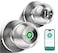 KLLOQUE Fingerprint Door Lock Smart Fingerprint Door Knob with Lock Biometric Door Locks with App Control Key Keyless Thumbprint Entry Door Locks for Bedroom Front Door Home Apartment Brushed Silver