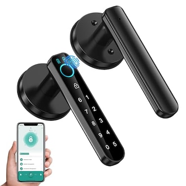 OFFTV Fingerprint Door Lock Smart Door knobbiometric Door Lockwith passcode keypad keyless Entry Door Handlefor Bedroom Home Hotel Office Apartment Black with APP