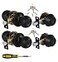 Lanwandeng 2 Sets All Keyed Same Entry KnobsSingle Cylinder Deadbolt for Exterior Front Doors Matte Black Finish Entry Door Lock with Same Keys