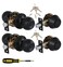 Lanwandeng 2 Sets All Keyed Same Entry KnobsSingle Cylinder Deadbolt for Exterior Front Doors Matte Black Finish Entry Door Lock with Same Keys