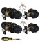 Lanwandeng 2 Sets All Keyed Same Entry KnobsSingle Cylinder Deadbolt for Exterior Front Doors Matte Black Finish Entry Door Lock with Same Keys