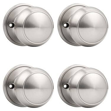 Probrico Dummy Door Knob Brushed Nickel Finish Interior Door Knobs 4 Pack Colonial Ball Inactive Door Knob Hardware One Side Door Knob for Closet