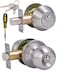 Lanwandeng All Keyed Same Entry Door Knob and Single Cylinder Deadbolt Combo Set Satin Nickel Exterior Door Knobs with Lock and Keys for Entrance and Front Door