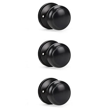 KNOBWELL 3 Pack Black Closet Door Knobs Individual Dummy Knob Single Side Matte Black Interior Easy Installation