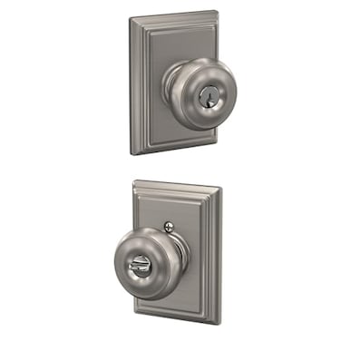 SCHLAGE F51A GEO 619 ADD Georgian Knob with Addison Trim Keyed Entry Lock Satin Nickel