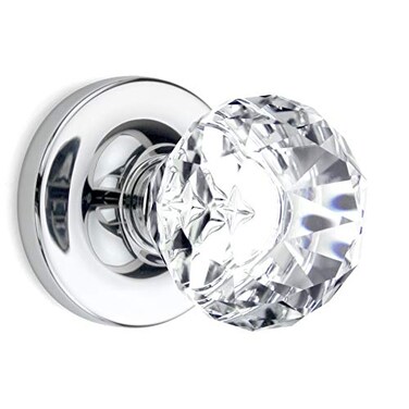 Kobelle Passage Diamond Round Brilliant Crystal Door Knobs Polished Chrome Round Rosette