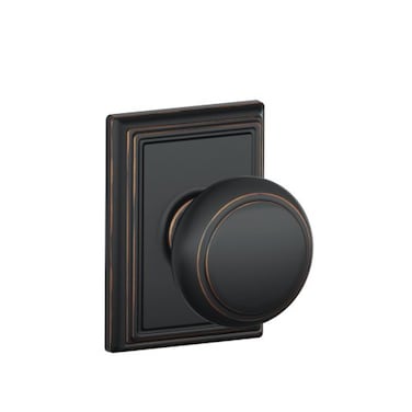 Schlage F10 AND 716 ADD Andover Door Knob with Addison Trim Hall Closet Passage Lock Aged Bronze