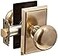 Emtek Providence Door Set with Round Brass Knobs Privacy in Antique Brass Doorsets
