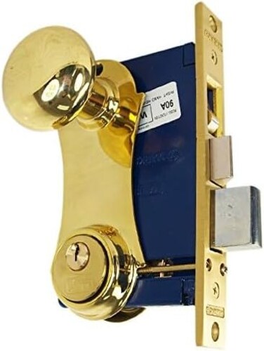 Marks USA Marks 21AC RHR Double Cylinder Iron Gate Ornamental Knob Plate Mortise Lock Set with 212 Backset