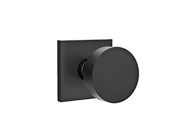 EMTEK Square Rosette Privacy Set with Matching Finish Round Knob Choice of 7 Finishes 5210ROUUS19 Flat Black US19