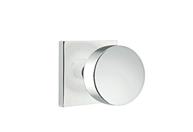 EMTEK Square Rosette Privacy Set with Matching Finish Round Knob Choice of 7 Finishes 5210ROUUS26 Polished Chrome US26