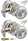 Lanwandeng 2 Pack Keyed Entry Door Knob Set All Keyed Same Exterior and Interior Stainless Steel Door Locks Satin Nickel FrontEntrance Door Knobs Handle