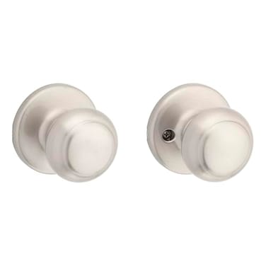 Kwikset Cove Interior Passage Door Knob Handle For Closet and Hallway Doors NonLocking Doorknob in Satin Nickel with Microban Protection