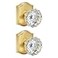 CLCTK 2 Pack Light Gold Crystal Glass Dummy Door Knobs NonTurning No Lock Single Side Dummy Door Knob for Interior Doors Satin Brass