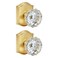 CLCTK 2 Pack Light Gold Crystal Glass Dummy Door Knobs NonTurning No Lock Single Side Dummy Door Knob for Interior Doors Satin Brass