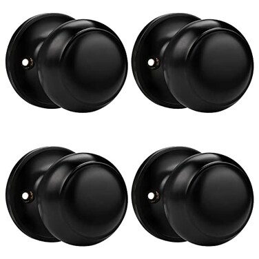 Probrico Black Half Dummy Door Knobs Round NonTurning Inactive Door Knobs Handles for Closet French Door4 Pack