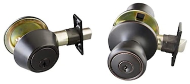 Design House Terrace Entry Door Knob and Single Cylinder Deadbolt Combo Oil Rubbed Bronze 6Way Universal 728733