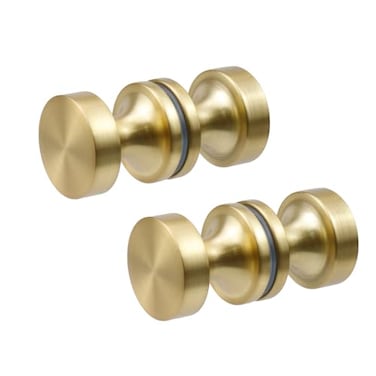 Antrader Aluminum Alloy Solid BacktoBack Shower Door Knob Glass Door Bathroom DoubleSided Handle Knob Pack of 2Gold