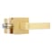 Heittis 1 Pack Privacy Gold Door Knob Square Stain Brass Door Knob for BathroomGold Door Handle Interior Locked Inside with Turn Thumb LeftRight Handed ReversibleKeyless