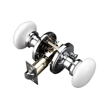 NCL Hardware NCL White Door Knobs Bright Chrome Keyless Door Handles Porcelain Door Levers Interior Bath Door Knob