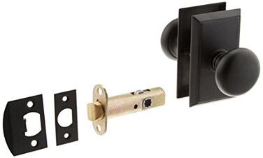 Emtek Providence Door Set with Round Brass Knobs Passage in Flat Black Doorsets