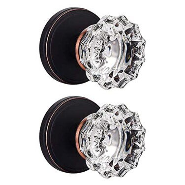 SHINY HANDLES Glass Door Knobs Interior for Hall and Closet Crystal Single Dummy Door KnobOil Rubbed Bronze Dummy Door Knobs 2 Pack