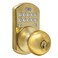 MiLocks CKK02P Titan Keyless Entry Door Lock Deadbolt Smart Door Knob Handle with Backlit Electronic Keypad Adjustable Latch and Audible Tones for Interior Front Doors More Polished Brass