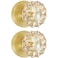 SHINY HANDLES 2 Pack Satin Brass Dummy Door Knob Set Champagne Glass Crystal Gold Door Knobs