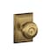 SCHLAGE F51A GEO 609 ADD Georgian Knob with Addison Trim Keyed Entry Lock Antique Brass