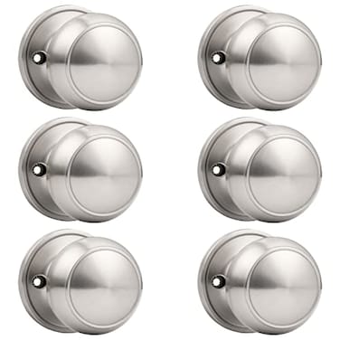Probrico Dummy Door Knob Brushed Nickel Finish Interior Door Knobs 6 Pack Colonial Ball Inactive Door Knob Hardware One Side Door Knob for Closet