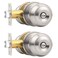Probrico Privacy Door Knobs Brushed Nickel Finish Interior Keyless Door Knobs Locks for Bedroom or Bathroom 2 Pack