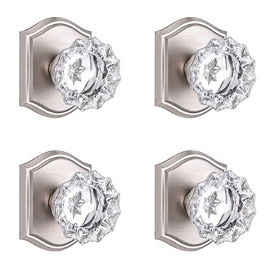 CLCTK 4 Pack Glass Dummy Door Knob Single Side Dummy Door Knob Set Brushed Nickel