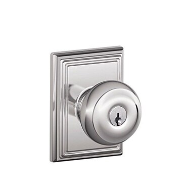 SCHLAGE F51A GEO 625 ADD Georgian Knob with Addison Trim Keyed Entry Lock Bright Chrome
