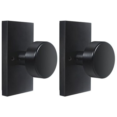 Newlaking Matte Black Zinc Alloy Dummy Door Knob Round NonLocking Knob with Rectangular Backplate for Closet Bifold Barn Doors 2 Pack