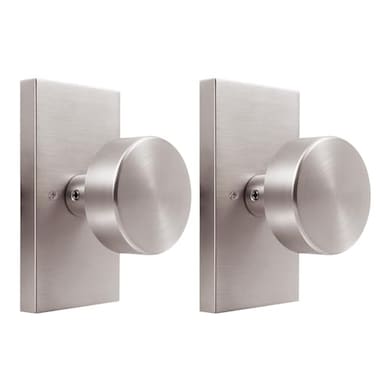 HIEMEY Brushed Nickel Dummy Door Knob Interior Hall and Closet Dummy Door Knob Door Handles 2 Pack